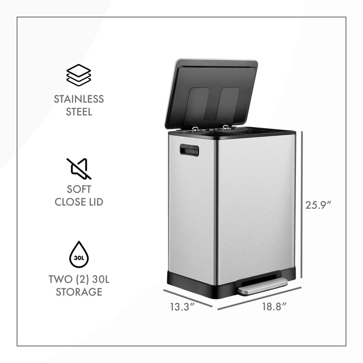 ToiletTree Stainless Steel 16 Gallon Trash Can