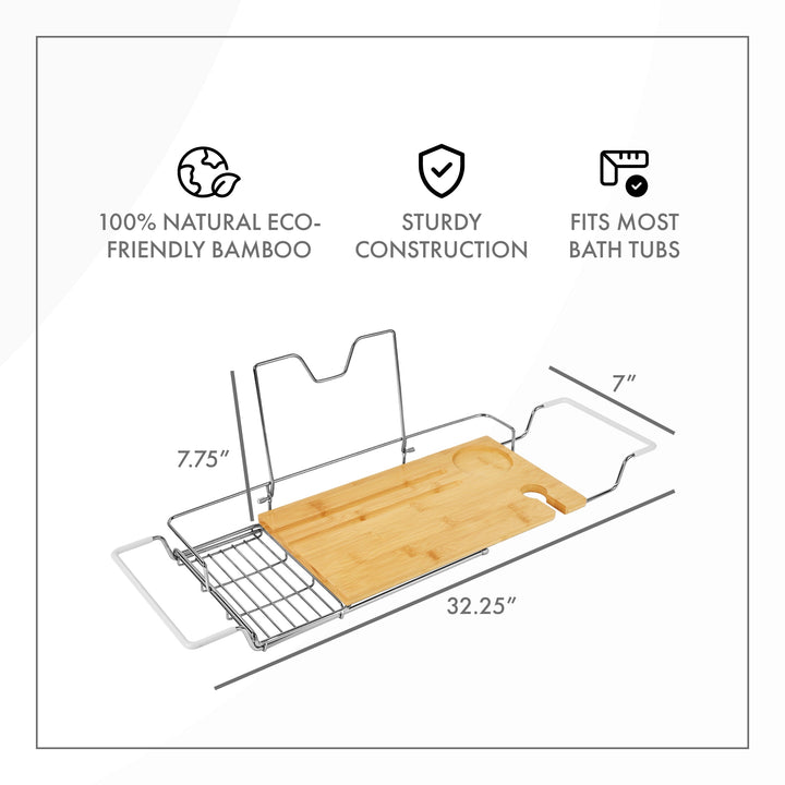 ToiletTree Stainless Steel + Bamboo Bathtub Caddy