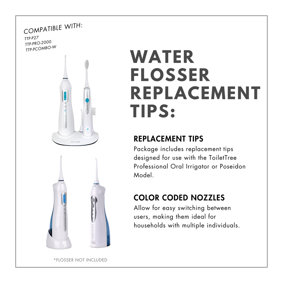 ToiletTree Water Flosser Replacement Tips - 2 Pack