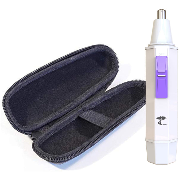 ToiletTree White / Trimmer + Travel Case Nose Hair Trimmer with LED Light - Stainless Steel Heavy Duty Casing