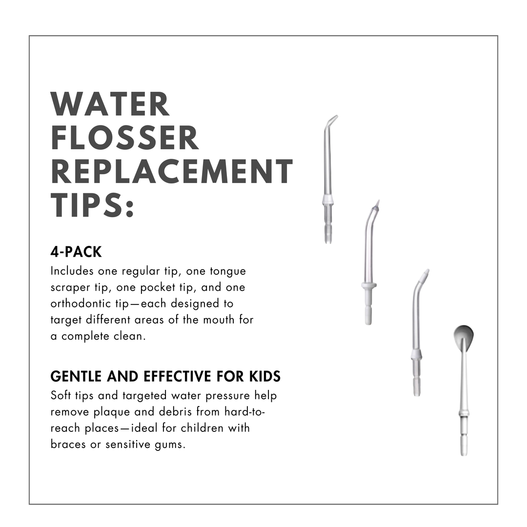 Children's Water Flosser Replacement Tips - 4 Pack