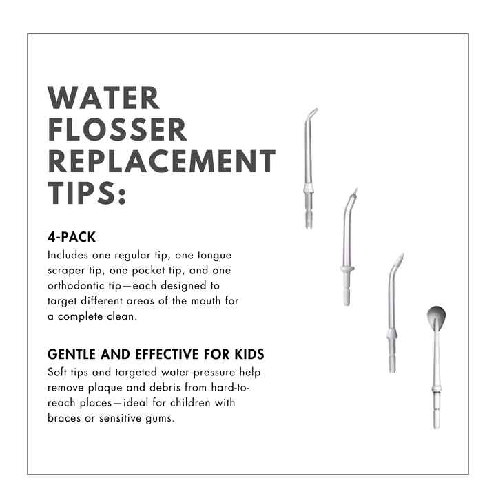 Children's Water Flosser Replacement Tips - 4 Pack