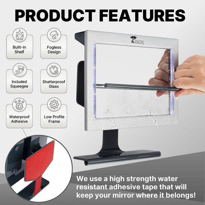Fogless Shower Mirror with LED Light