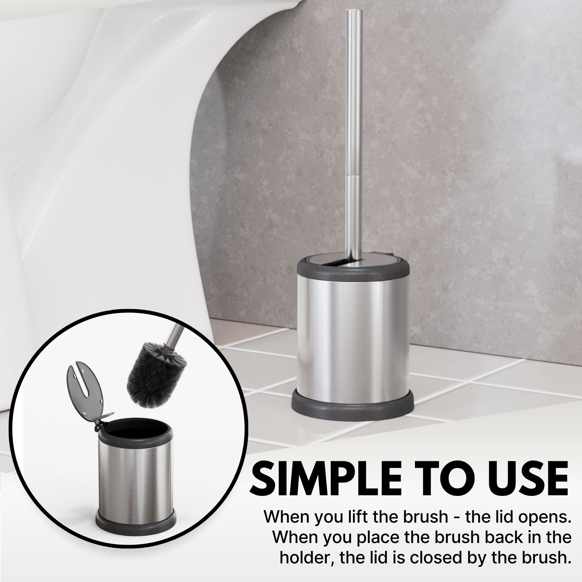 Deluxe Toilet Brush with Lid - Thumbnail 4