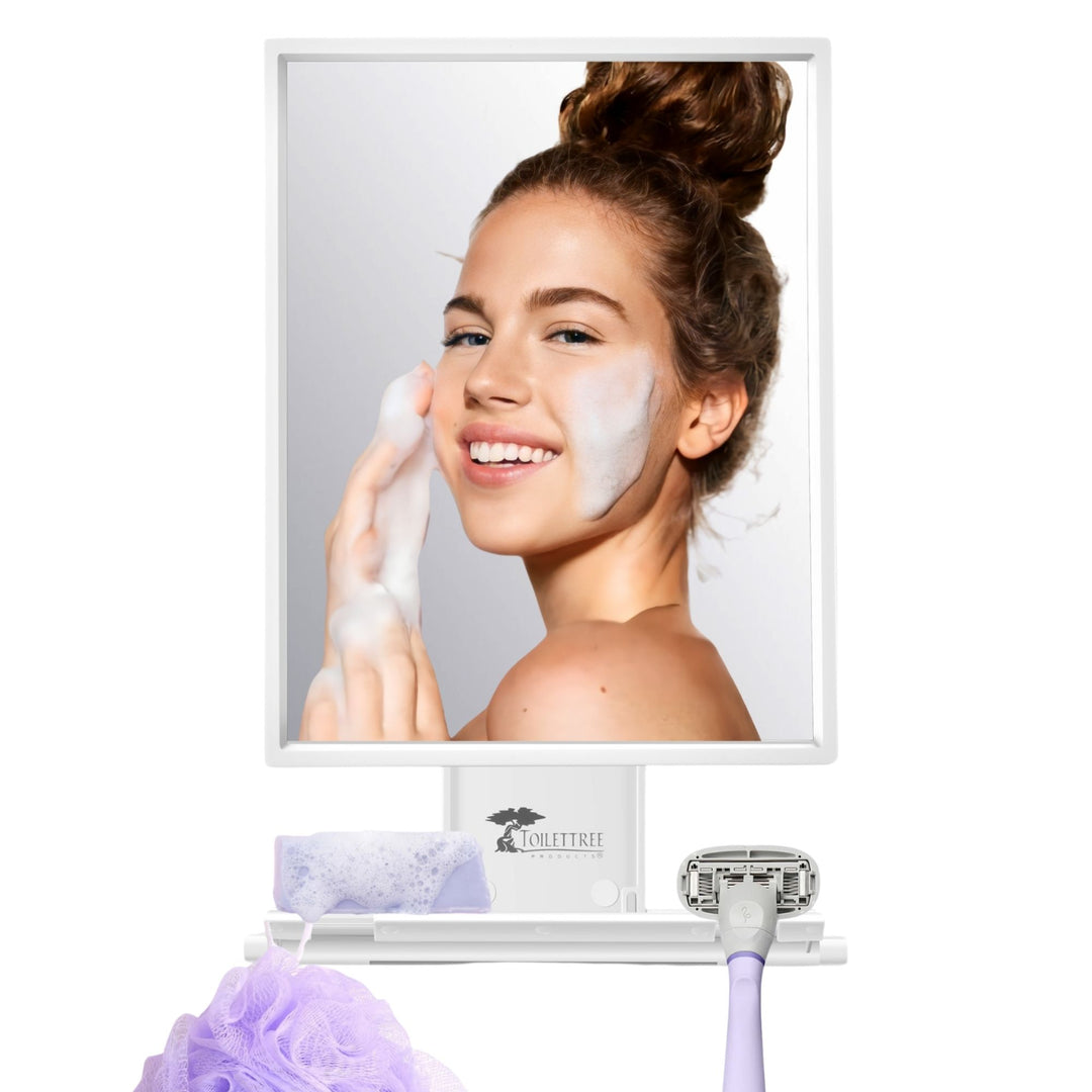 Tall Fogless Shower Mirror - White