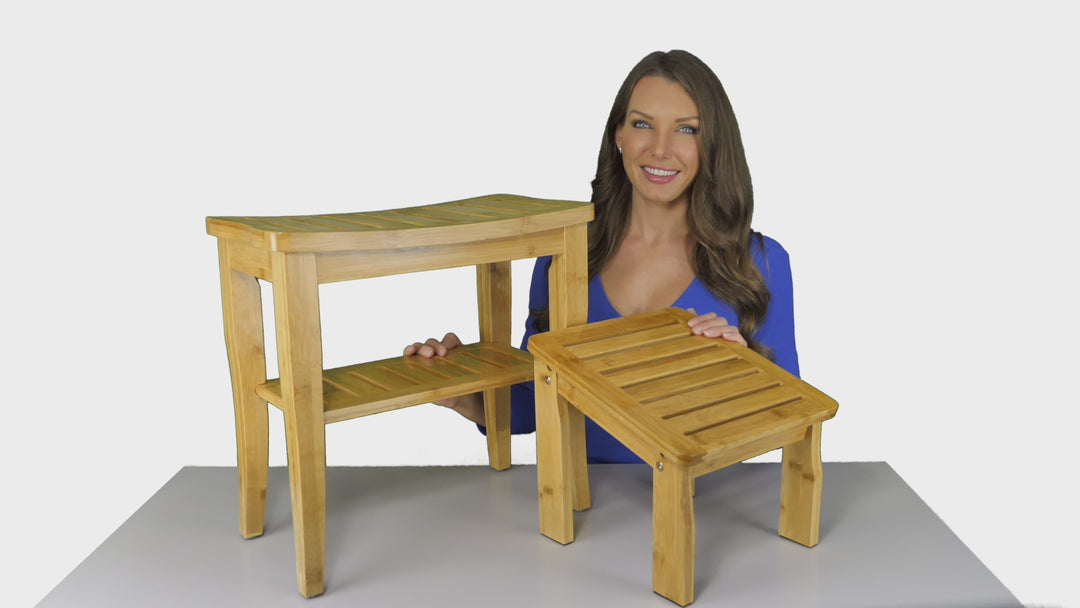 Bamboo Bench with Foot Stool