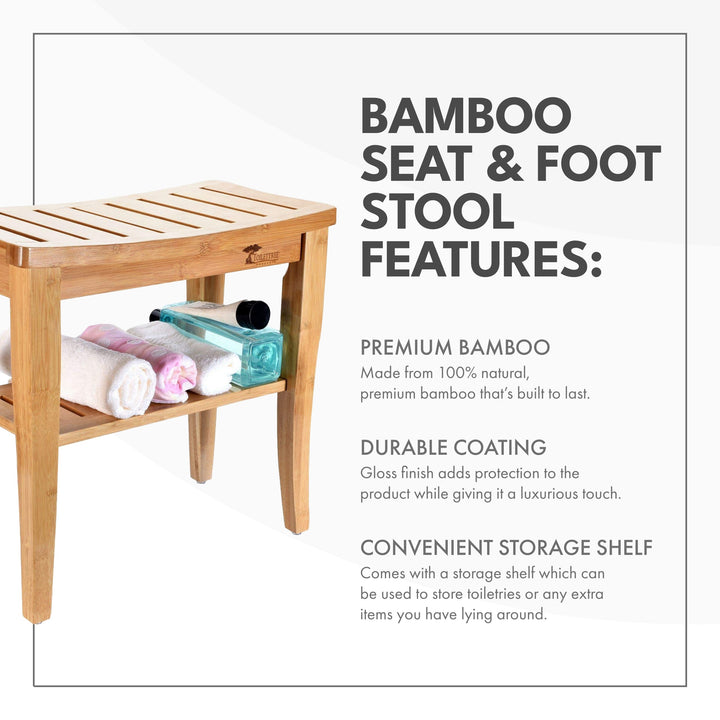 ToiletTree Bamboo Bench with Foot Stool
