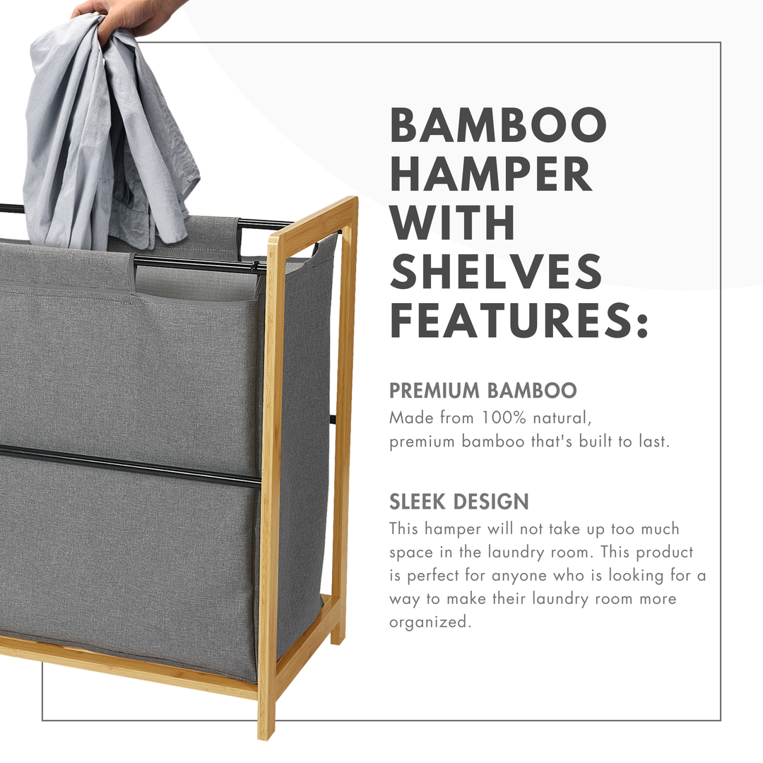 ToiletTree Bamboo Hamper with Shelves