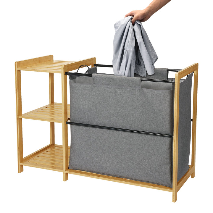 ToiletTree Bamboo Hamper with Shelves