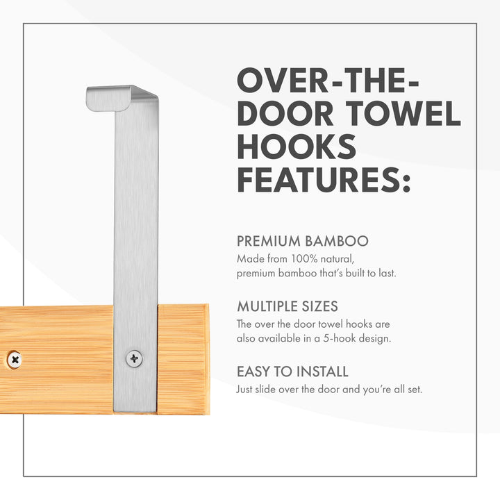 ToiletTree Bamboo Over-the-Door Towel Rack