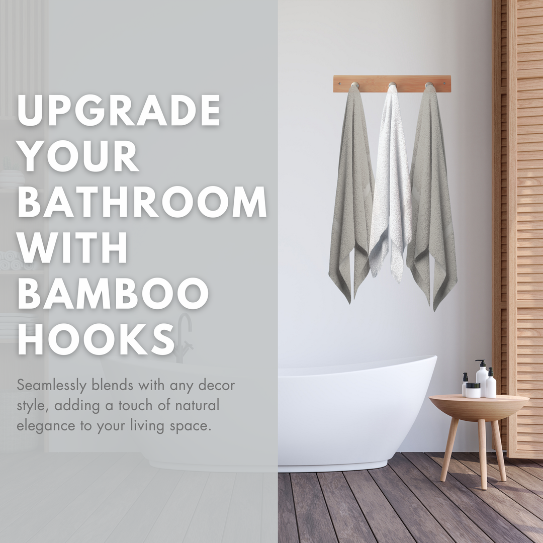 ToiletTree Bamboo Stainless Steel Towel Wall Hooks