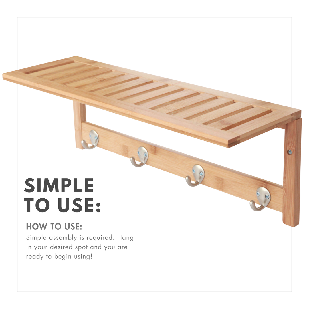 Bamboo shelf with hooks deals