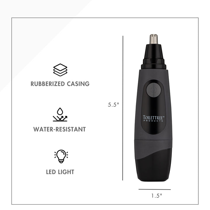 ToiletTree Nose Hair Trimmer with LED Light - Rubber Texture Grip