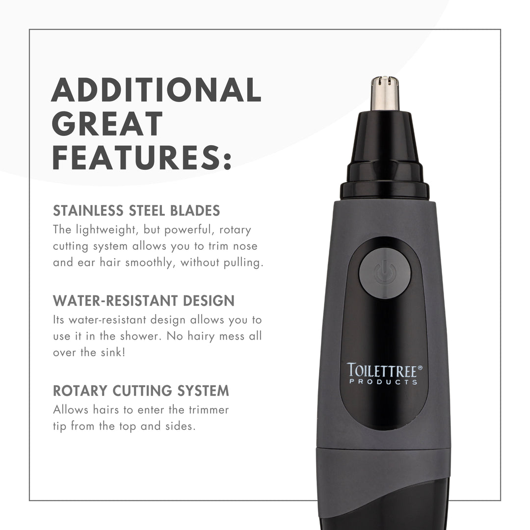 ToiletTree Nose Hair Trimmer with LED Light - Rubber Texture Grip
