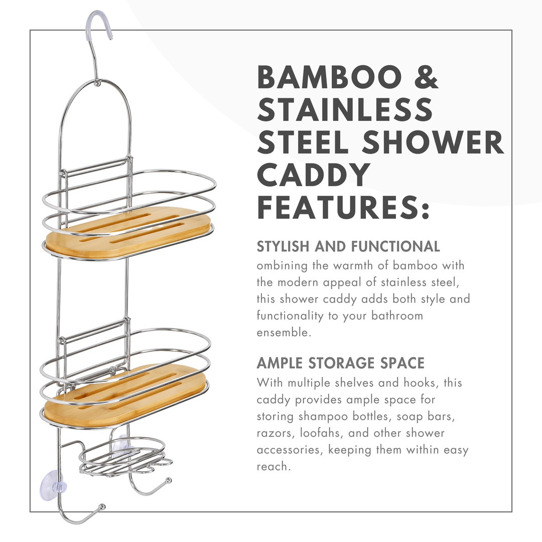 ToiletTree Stainless Steel + Bamboo Shower Caddy