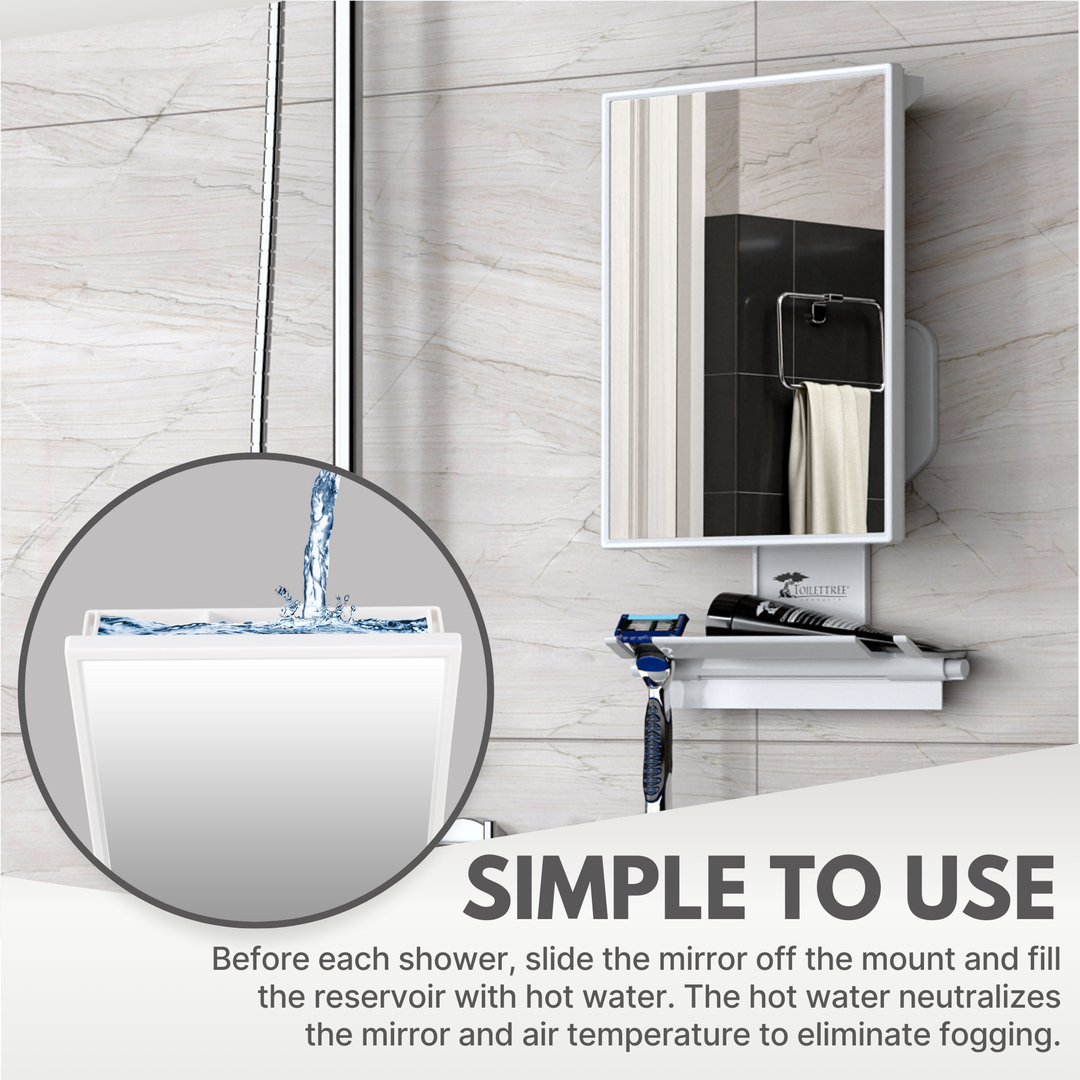 ToiletTree Tall Fogless Shower Mirror - White