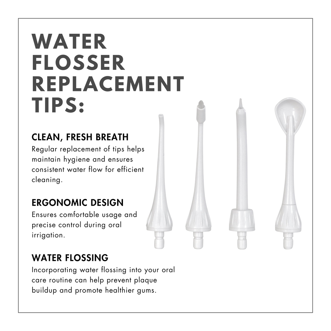 Water flosser tip replacement schedule infographic