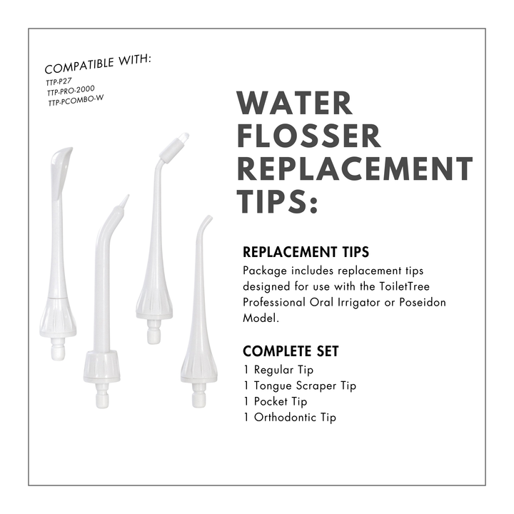 ToiletTree Water Flosser Replacement Tips - 4 Pack
