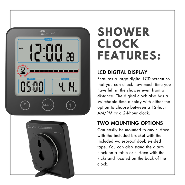 ToiletTree Waterproof Bathroom Shower Clock