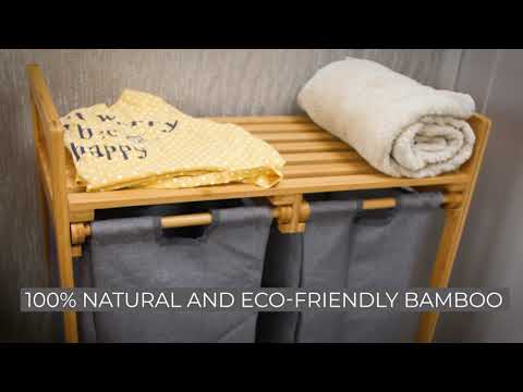 Bamboo Hamper with Dual Compartments