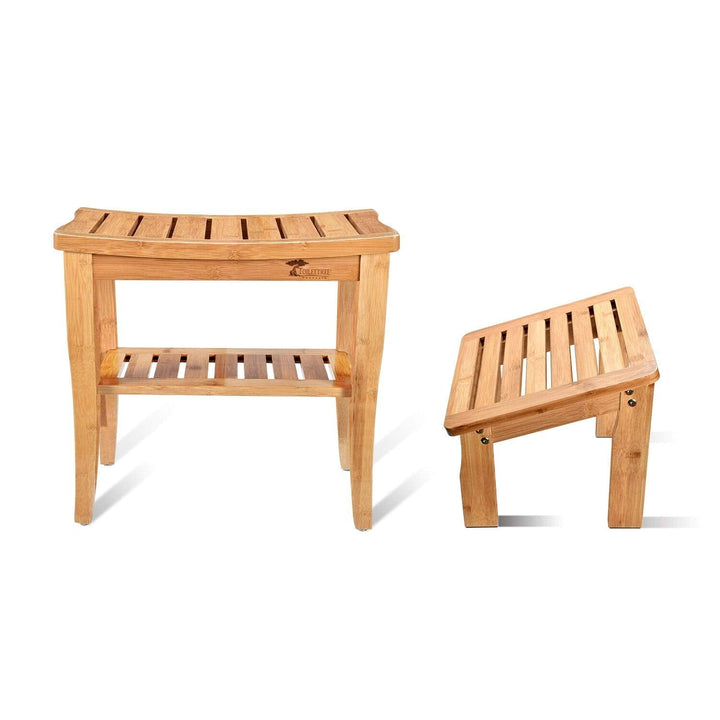 Bamboo Bench with Foot Stool - ToiletTree Products- Assembly Required