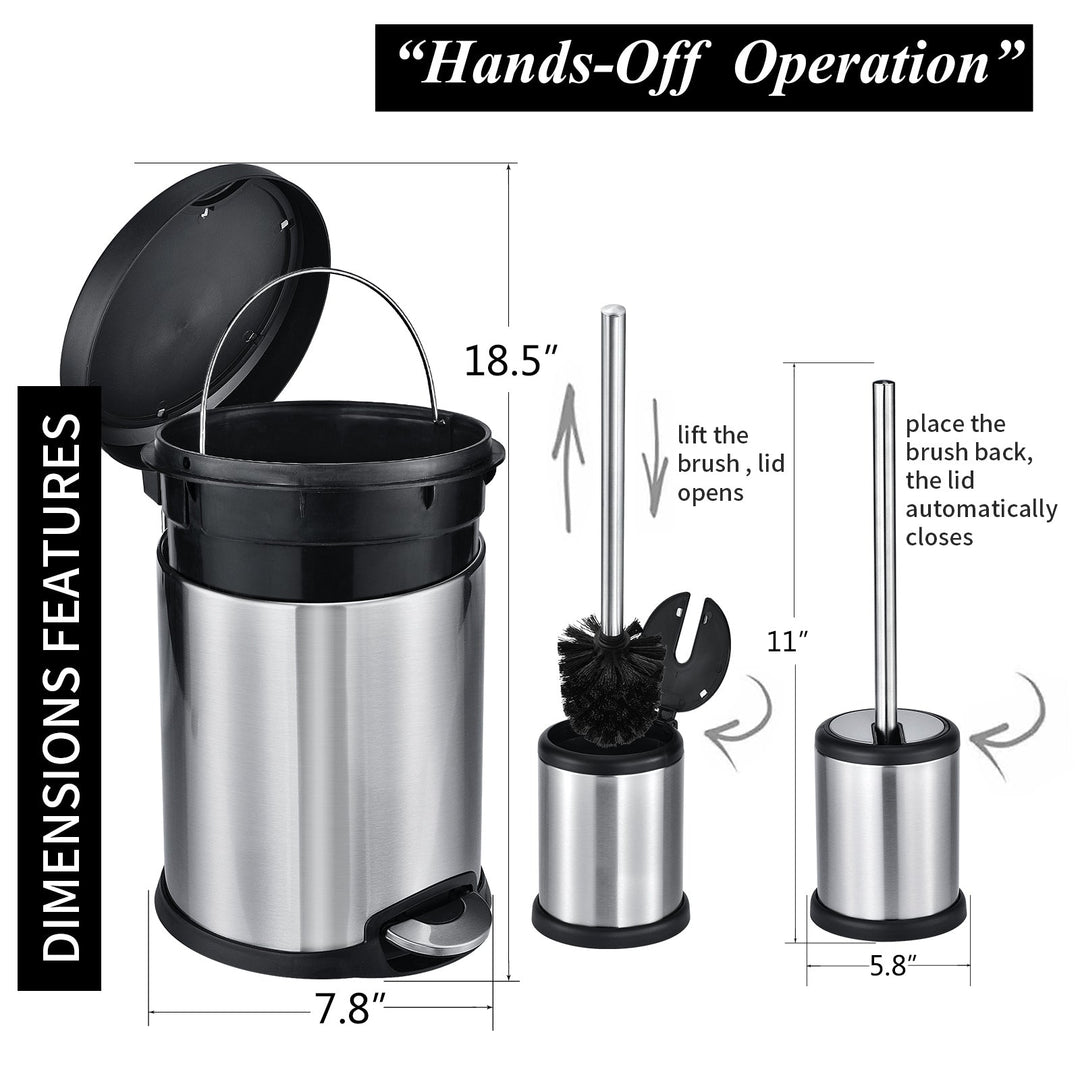 Toilet Brush with Lid and Garbage Can Combo - ToiletTree Products-