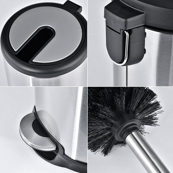 Toilet Brush with Lid and Garbage Can Combo - ToiletTree Products-