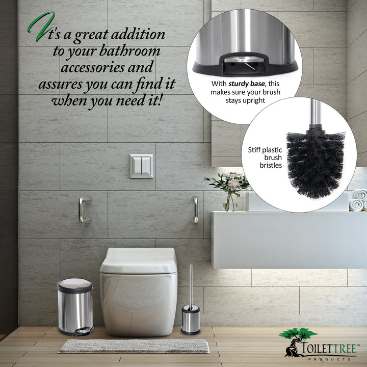Toilet Brush with Lid and Garbage Can Combo - ToiletTree Products-
